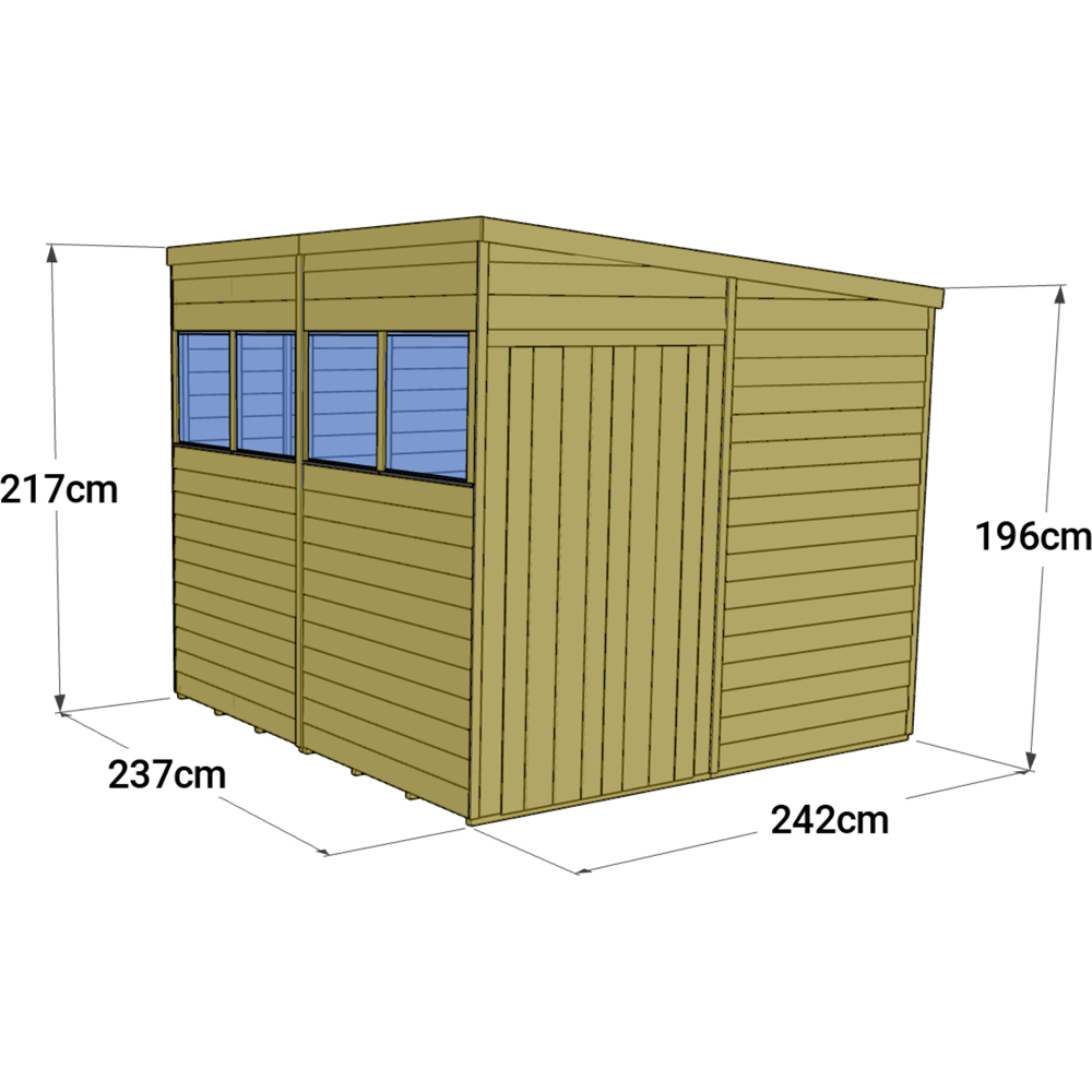 StoreMore 8 x 8ft Double Door Tongue and Groove Pent Shed Image 4