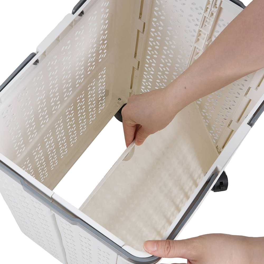Living and Home White Foldable Laundry Basket with Wheels Image 6