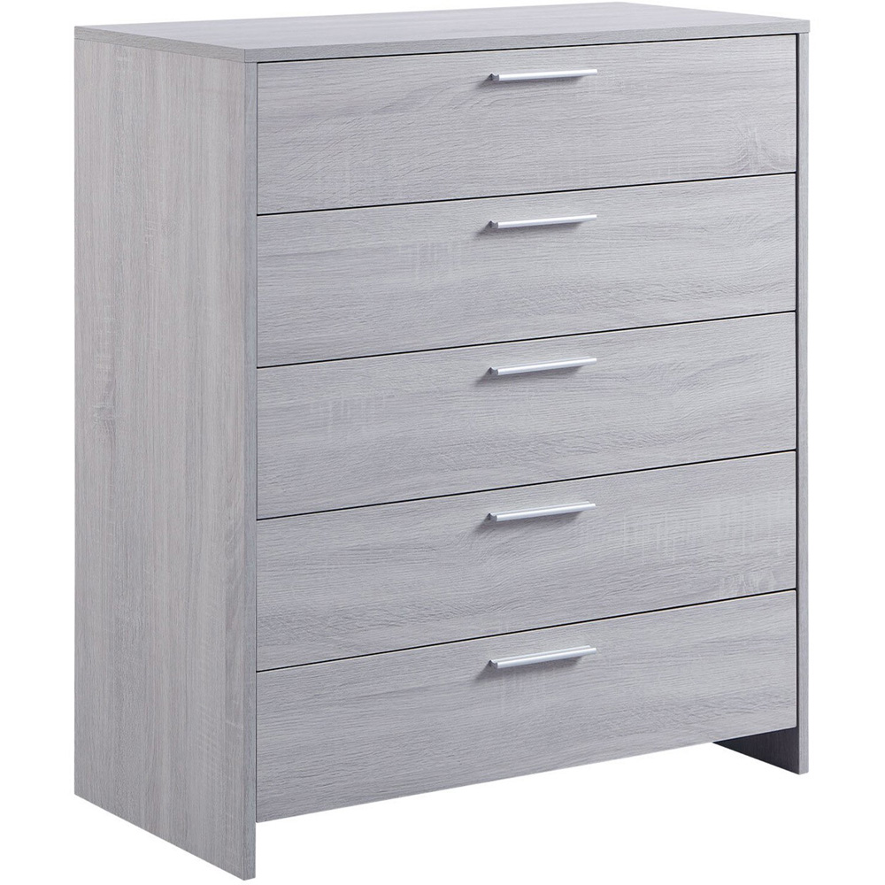 Hartley 5 Drawer Light Grey Chest of Drawers | Homebase
