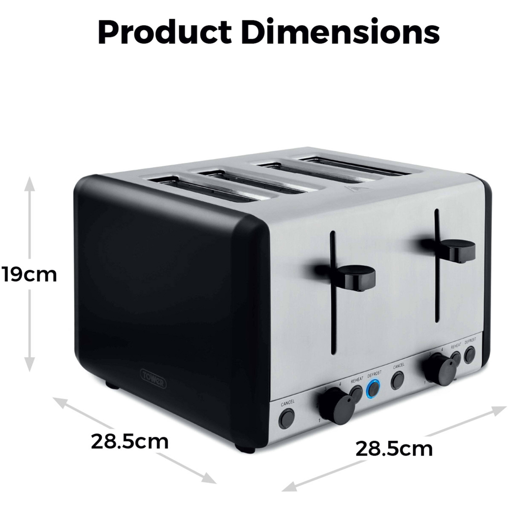 Tower Sera EEJB327 Black 4 Slice Toaster and 1.7L Kettle Set Image 8