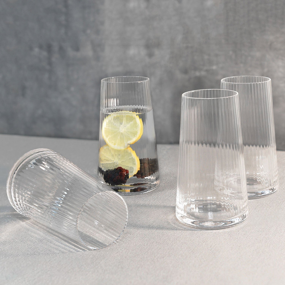 Pack of 4 Anya Ribbed Hiball   - Clear Image 2