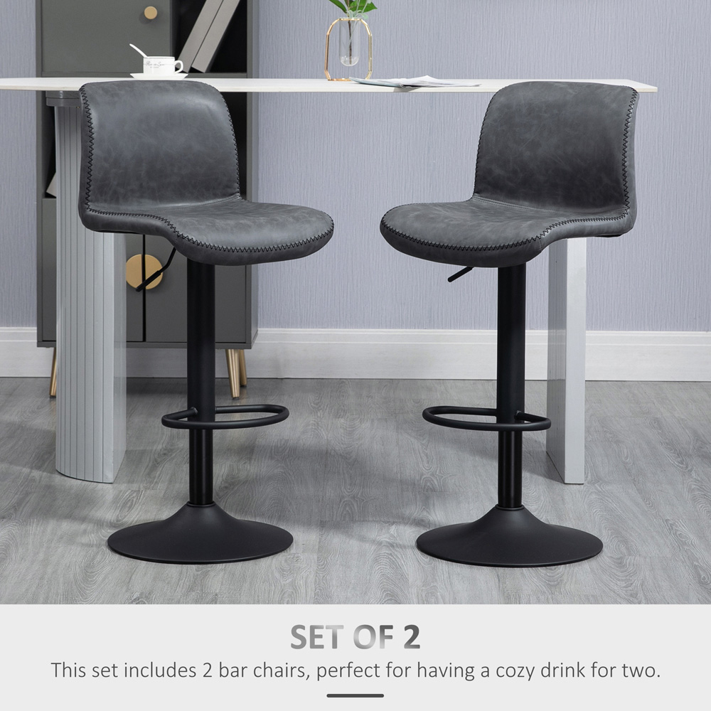 Portland Dark Grey Swivel Base Bar Stool Set of 2 Image 4