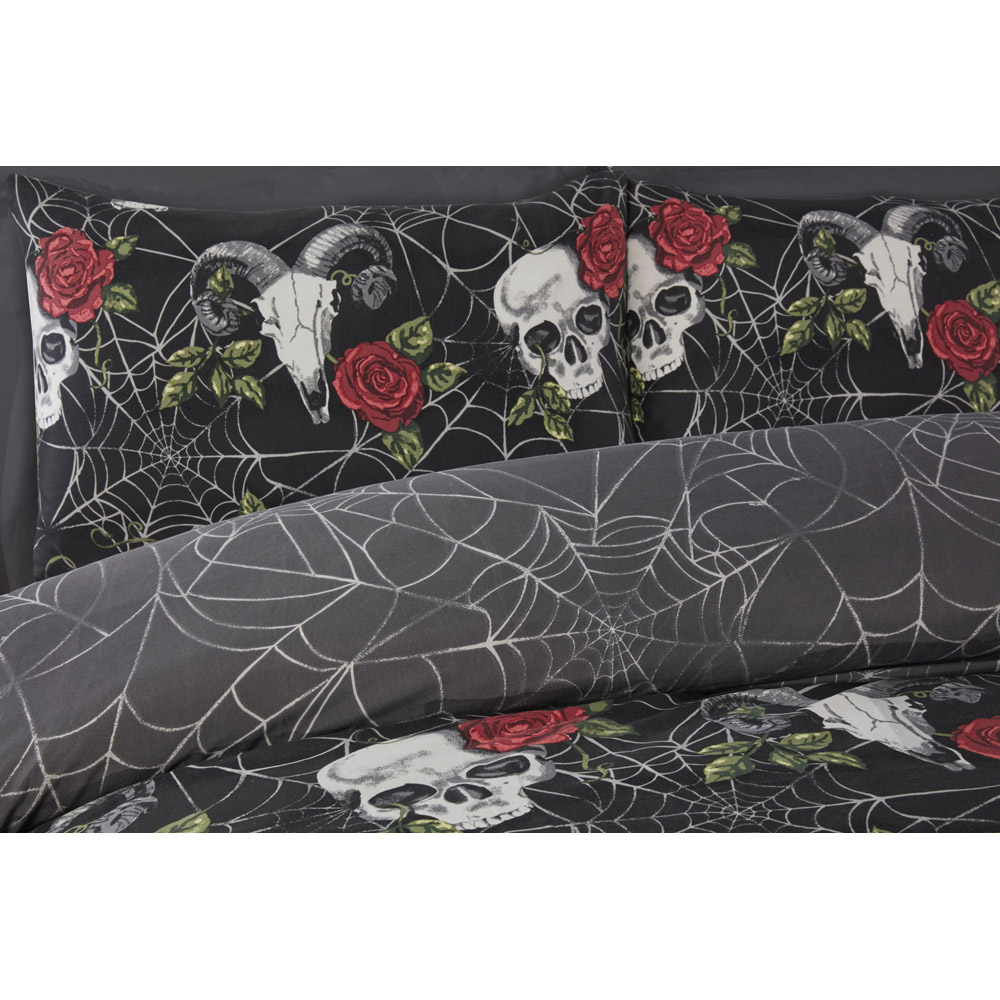 Rapport Home Skulls and Roses Double Multicolour Microfibre Duvet Set Image 2