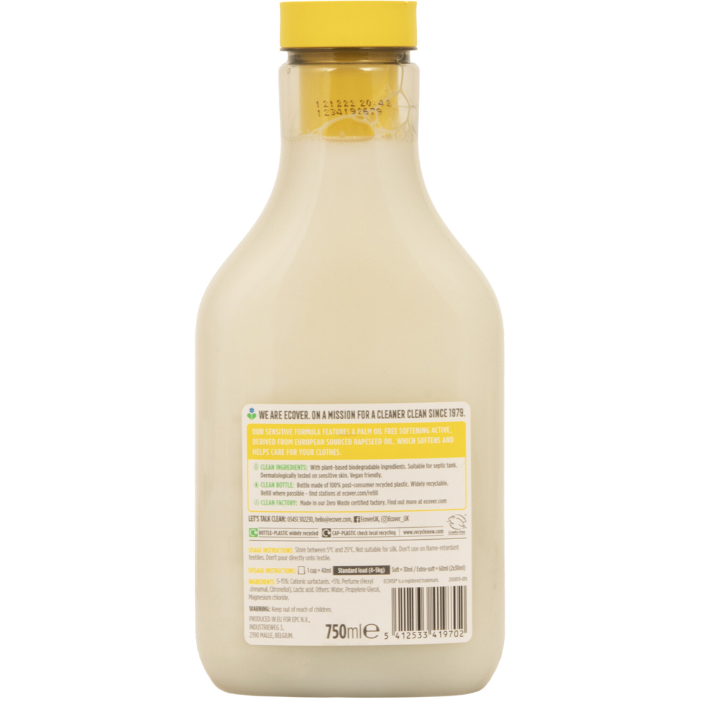 Ecover Gardenia and Vanilla Fabric Softener 25 Washes 750ml Image 2