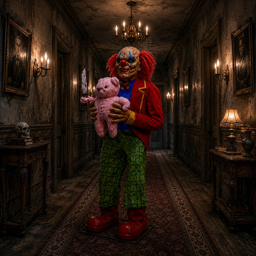 Samuel Alexander Lunging Animated Animatronic Clown Halloween Decoration 4ft Image 3