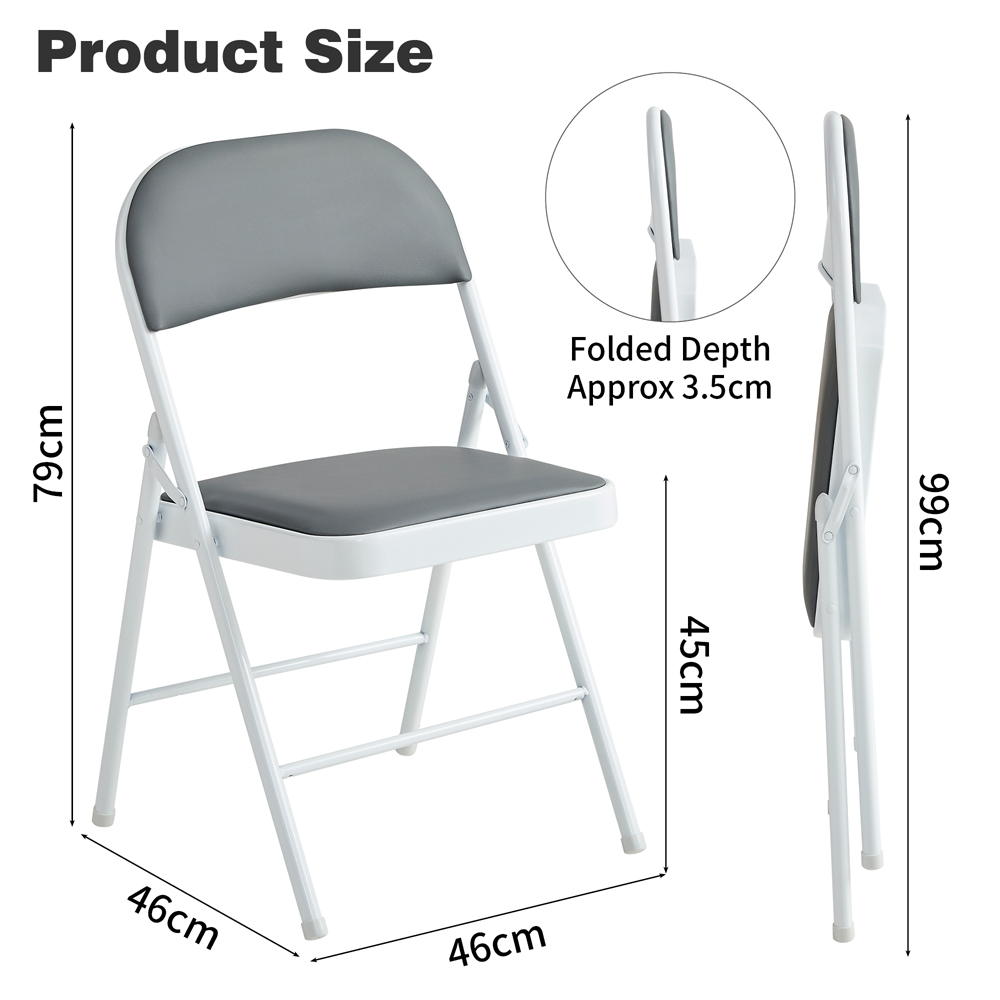 Grey Padded Folding Metal Dining Chairs Image 8