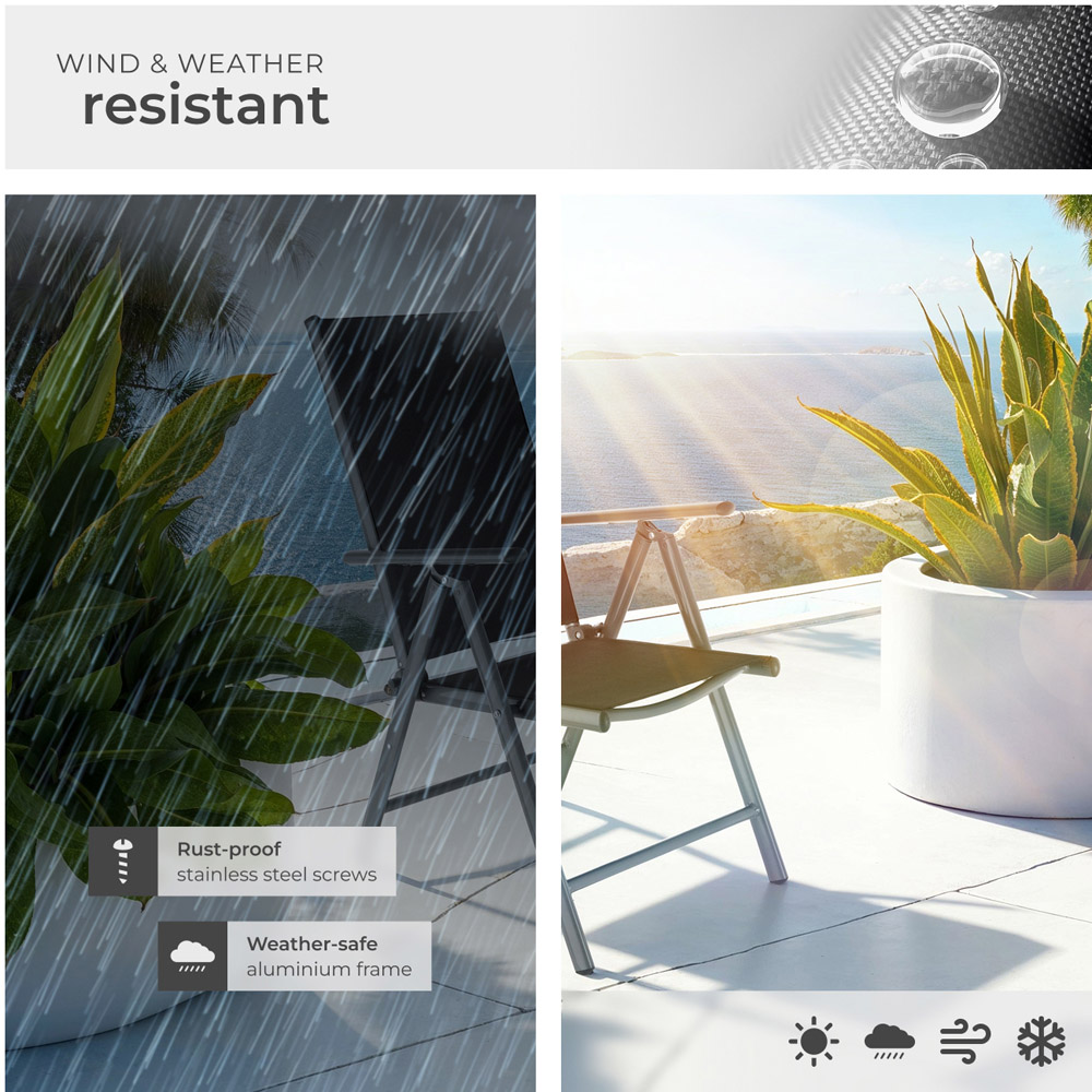 tectake Marilena Set of 4 Anthracite Adjustable Garden Chair Image 7