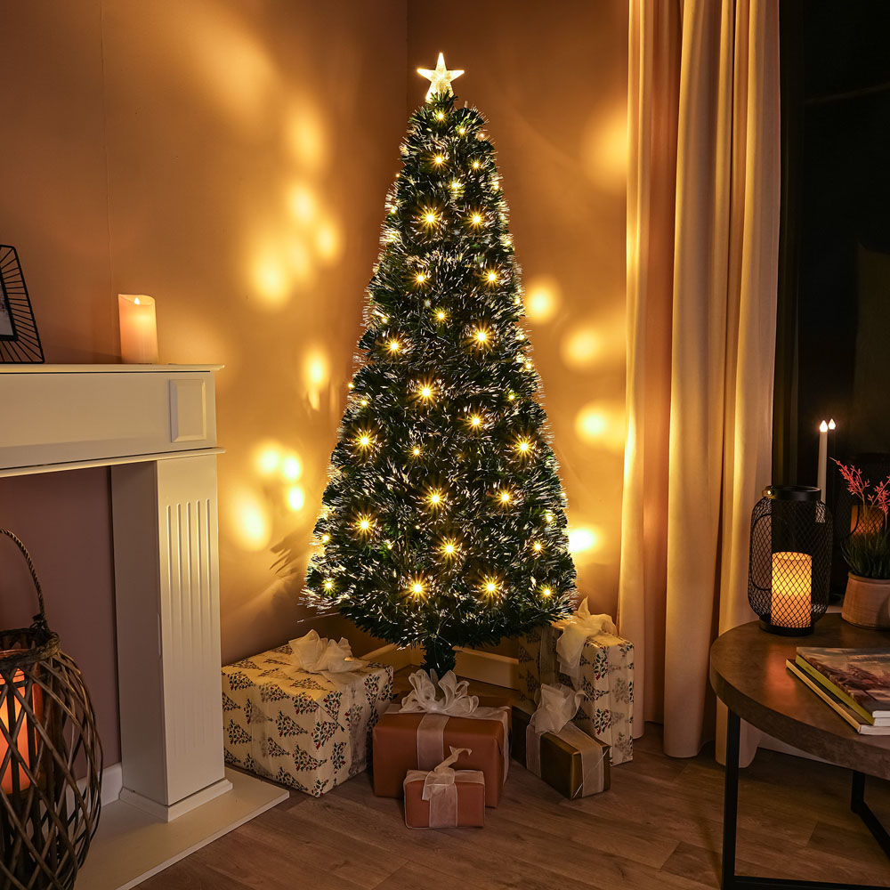 The Christmas Centre 50 Warm White LED Green Fibre Optic Artificial Xmas Tree 5ft Image 2