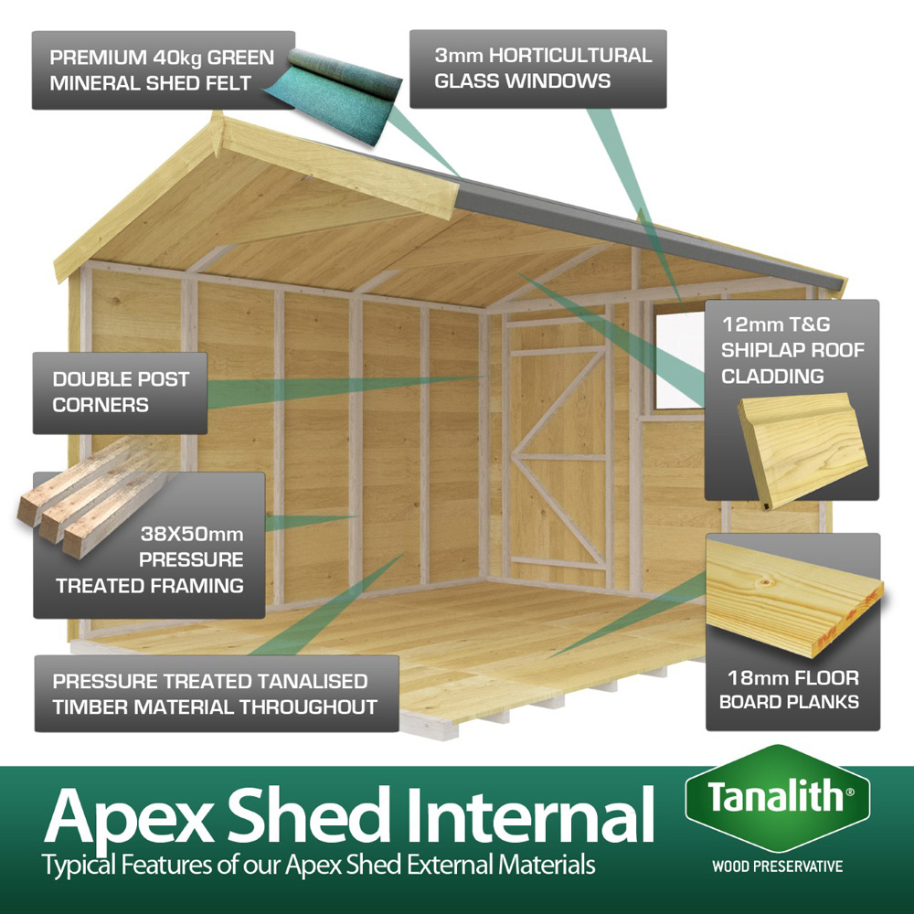 DIY Sheds 8 x 15ft Tongue and Groove Timber Apex Security Shed Image 8
