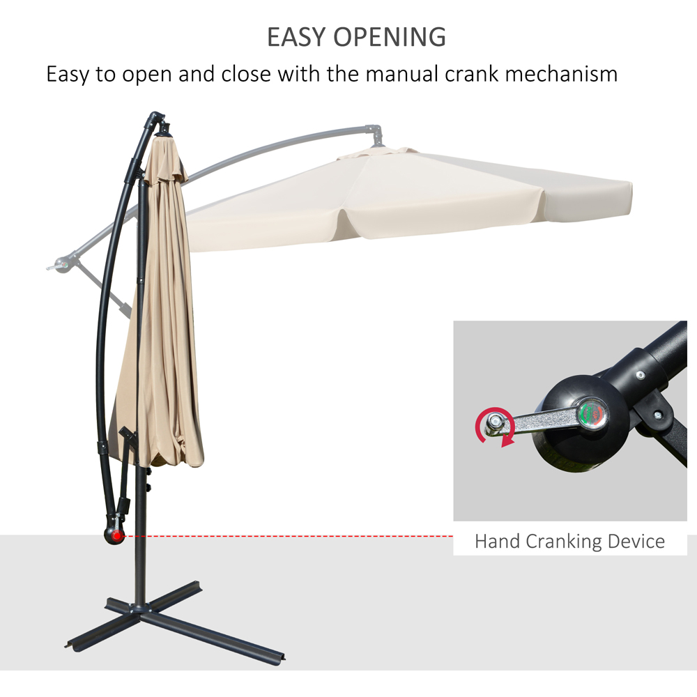 Outsunny Light Brown Cantilever Parasol with Cross Base 2.7m Image 4