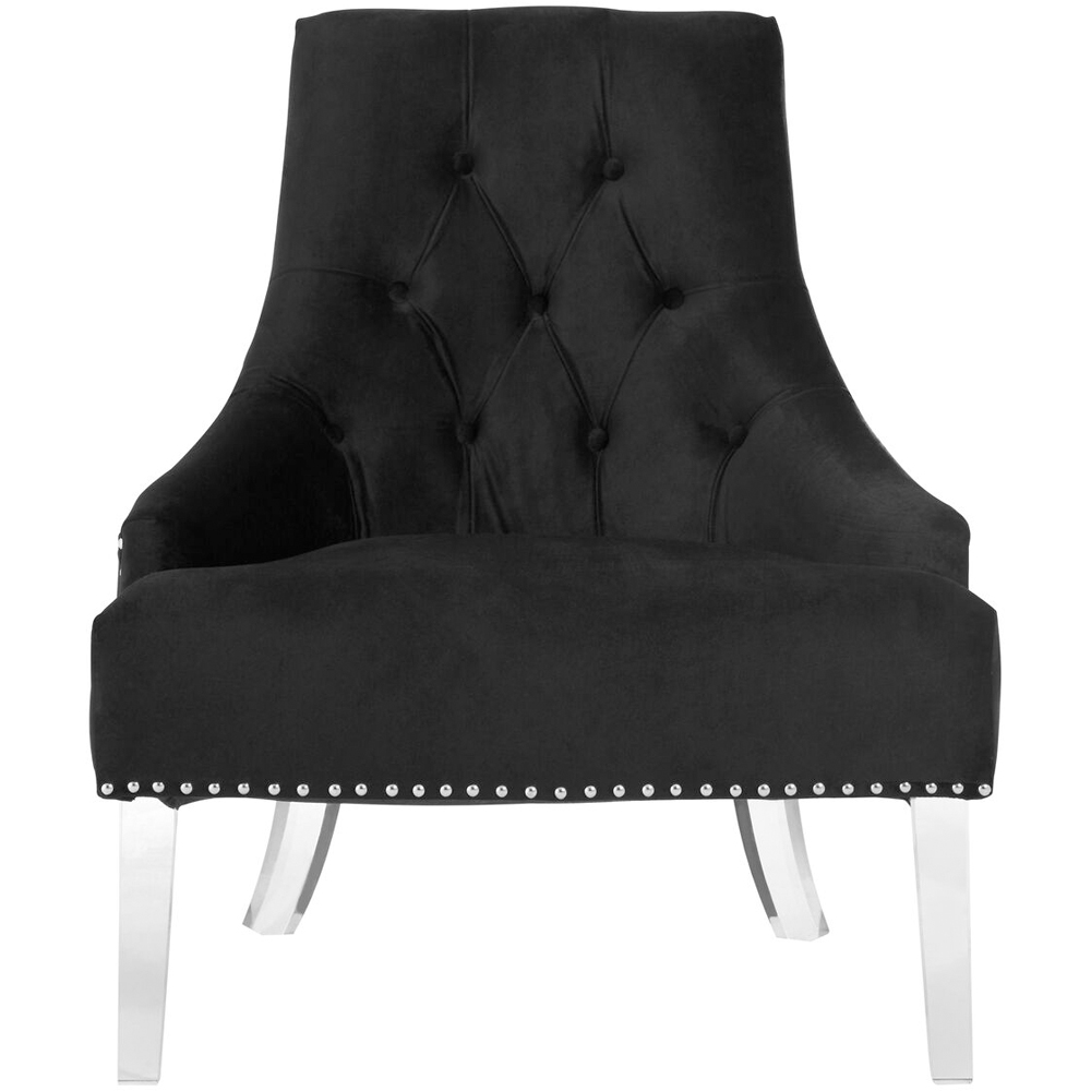 Premier Housewares Clarence Button Tufted Black Velvet Chair Image 3