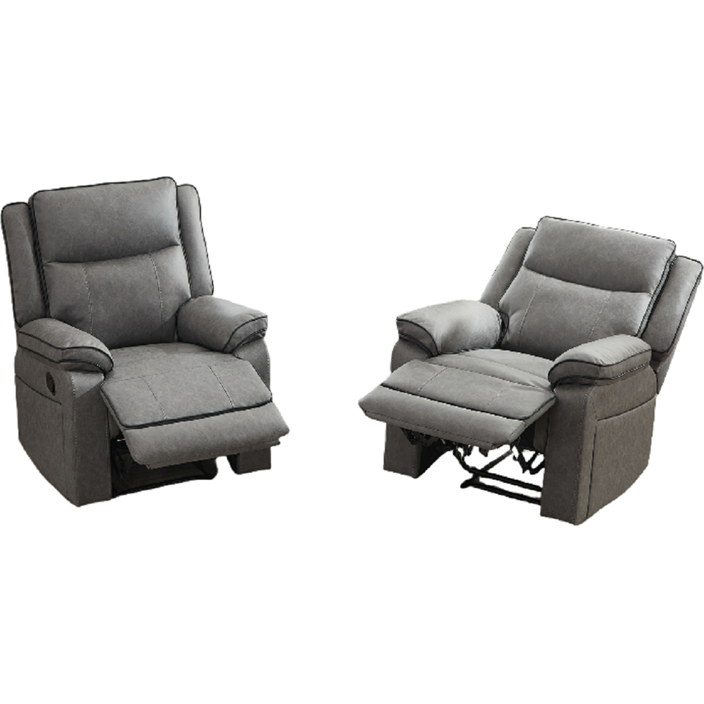 Furniture One 2 Seater Grey Manual Sectional Recliner Couches Sofa Set Image 2