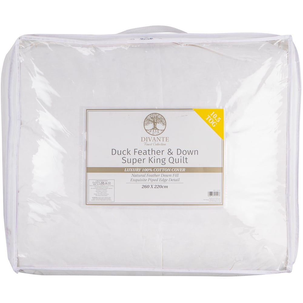 Divante Super King White Duck Feather and Down Quilt Duvet 10.5 Tog Image 1