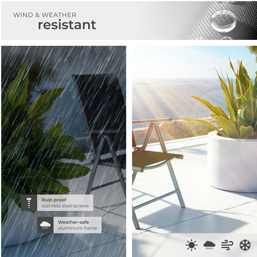 tectake Marilena Set of 8 Anthracite Adjustable Garden Chair Image 7