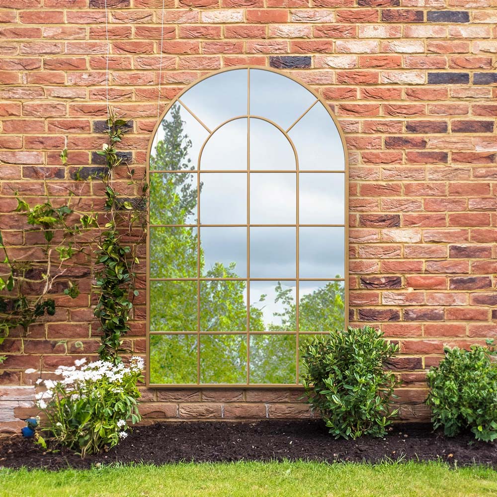 MirrorOutlet The Arcus Gold Framed Arched Wall Garden Mirror 190 x 120cm Image 5