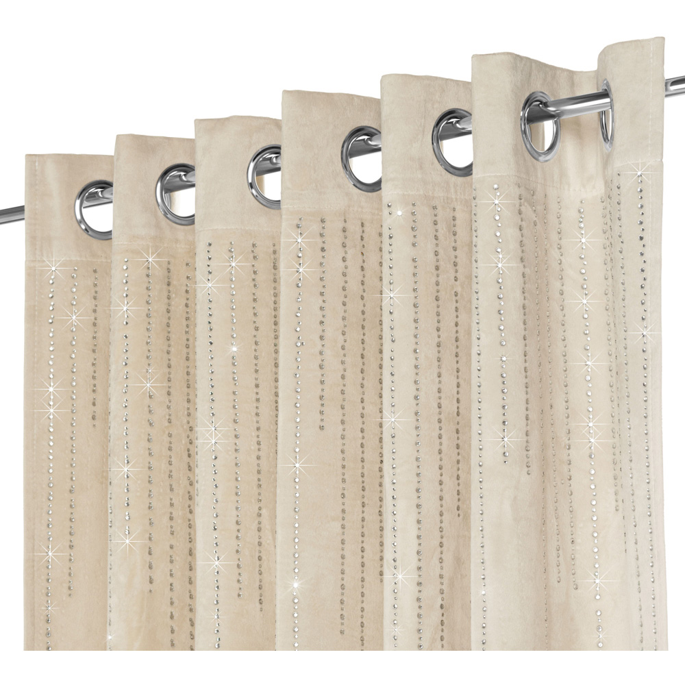 Alan Symonds Cream Cascading Diamante Studs Velvet Blackout Ring Top Eyelet Curtains 117 x 183cm Image 6