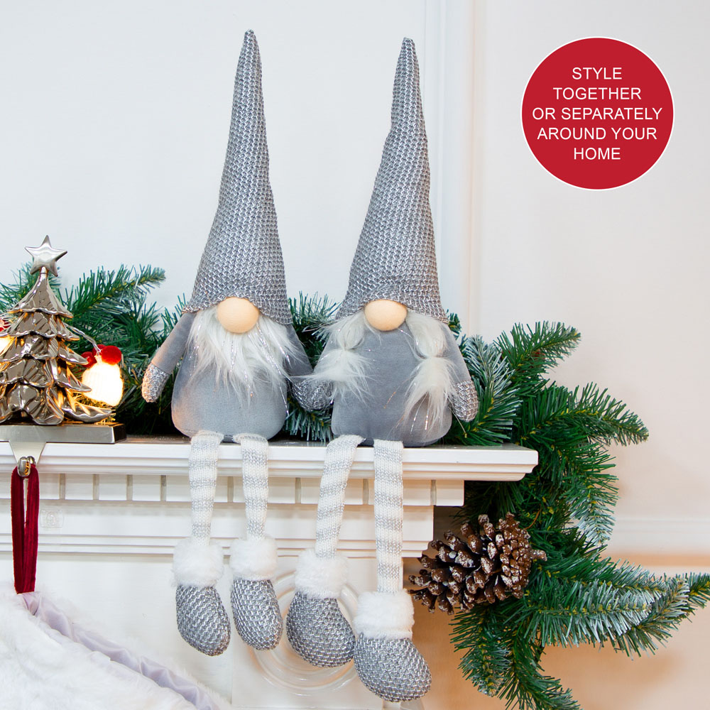 The Christmas Workshop Grey Hanging Legs Gonk Decoration 45cm 2 Pack Image 6