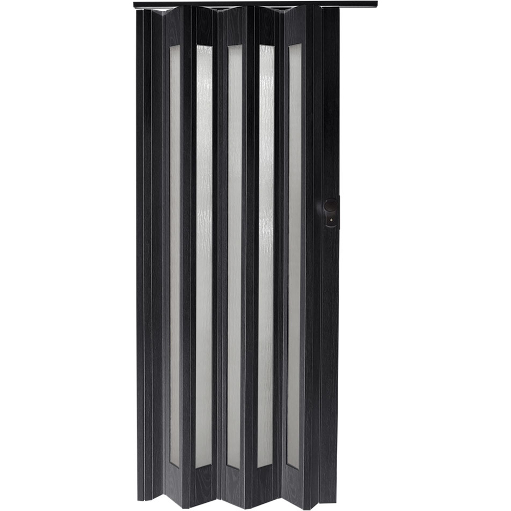 Living and Home Accordion Black PVC and Acrylic Folding Door 87 x 203cm Image 1