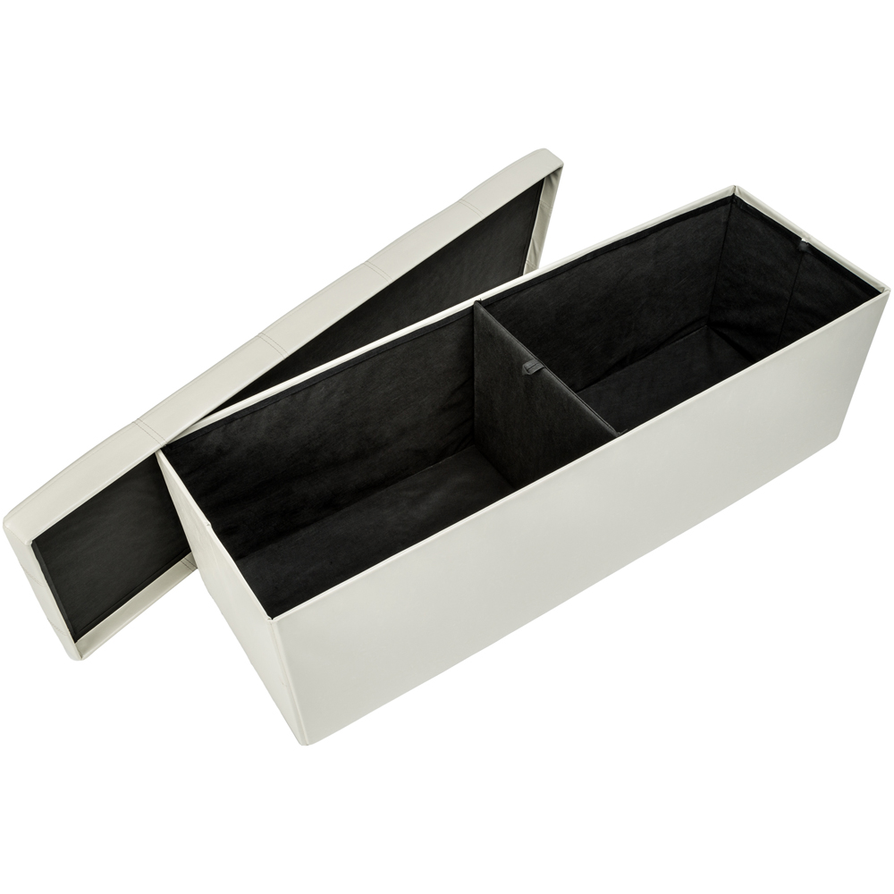 tectake Beige Foldable Padded Stool with Storage Image 3