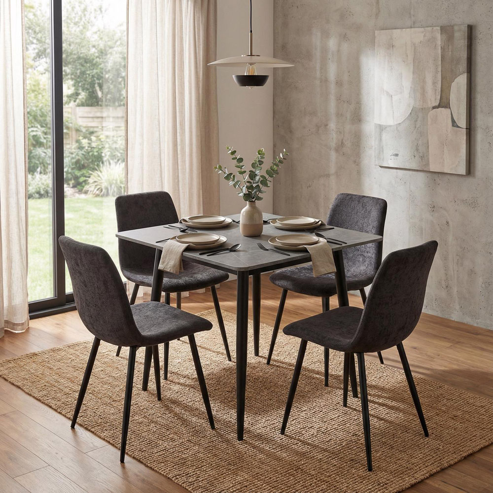 FWStyle Nova Evie 4 Seater Sintered Stone Square Dining Set Grey Image 5