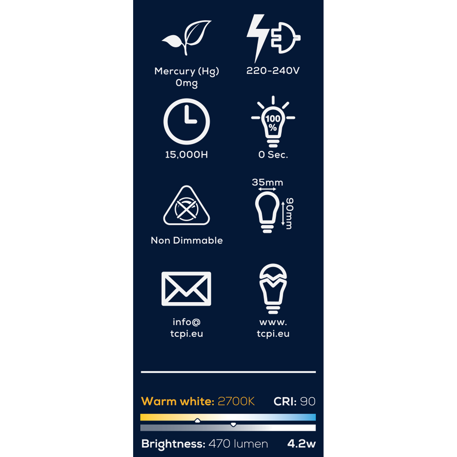 TCP Spiral Filament Candle 470L E27 Bulb - Warm White Image 2
