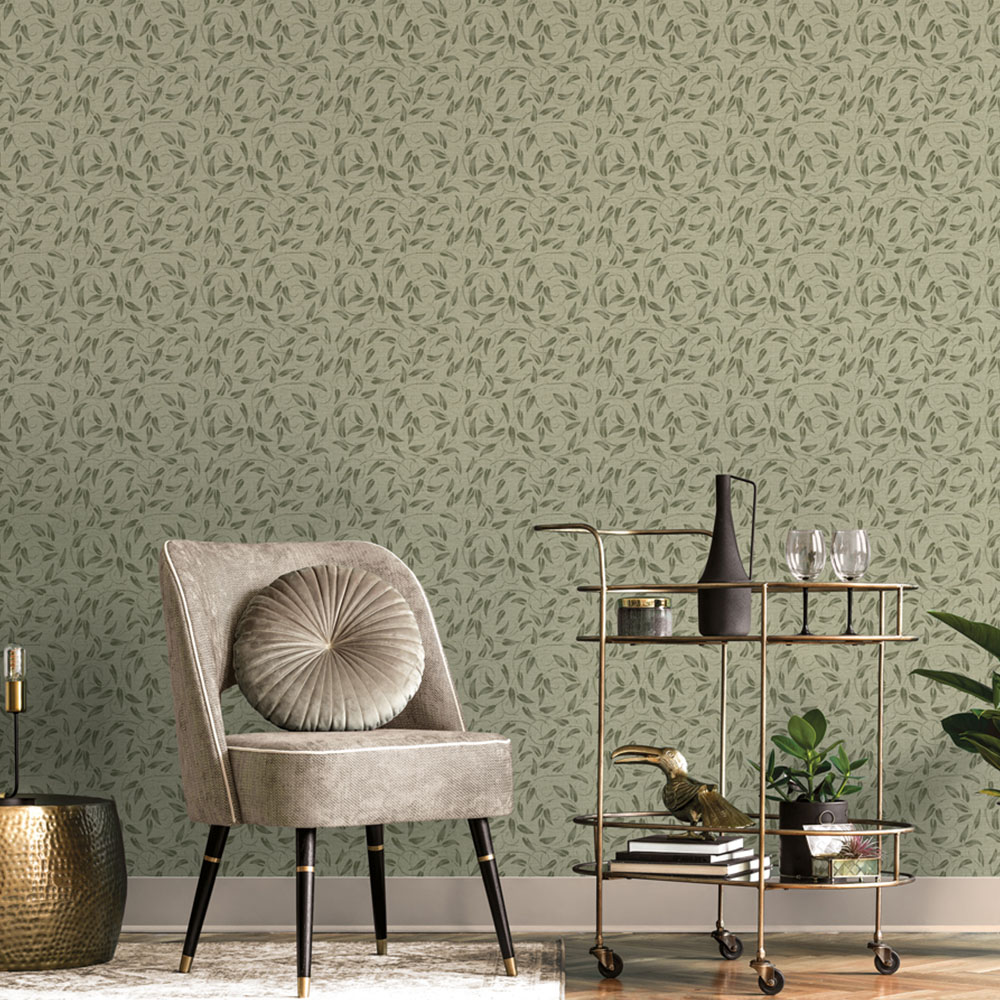 Galerie Llewelyn-Bowen Off The Wall Tree Leaf Green Wallpaper Image 2