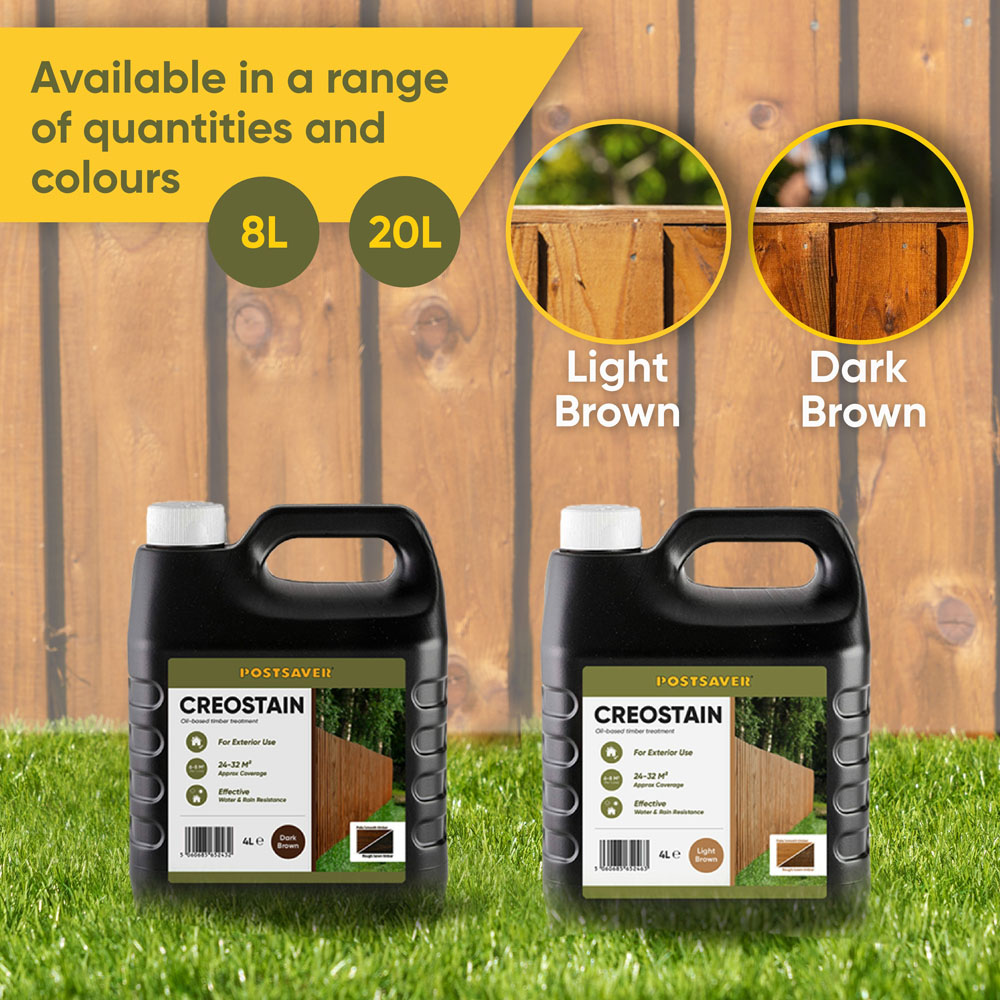 Postsaver Creostain Light Brown Oil Based Fence & Shed Stain (Creosote/Creocote Alternative) 16L Image 8