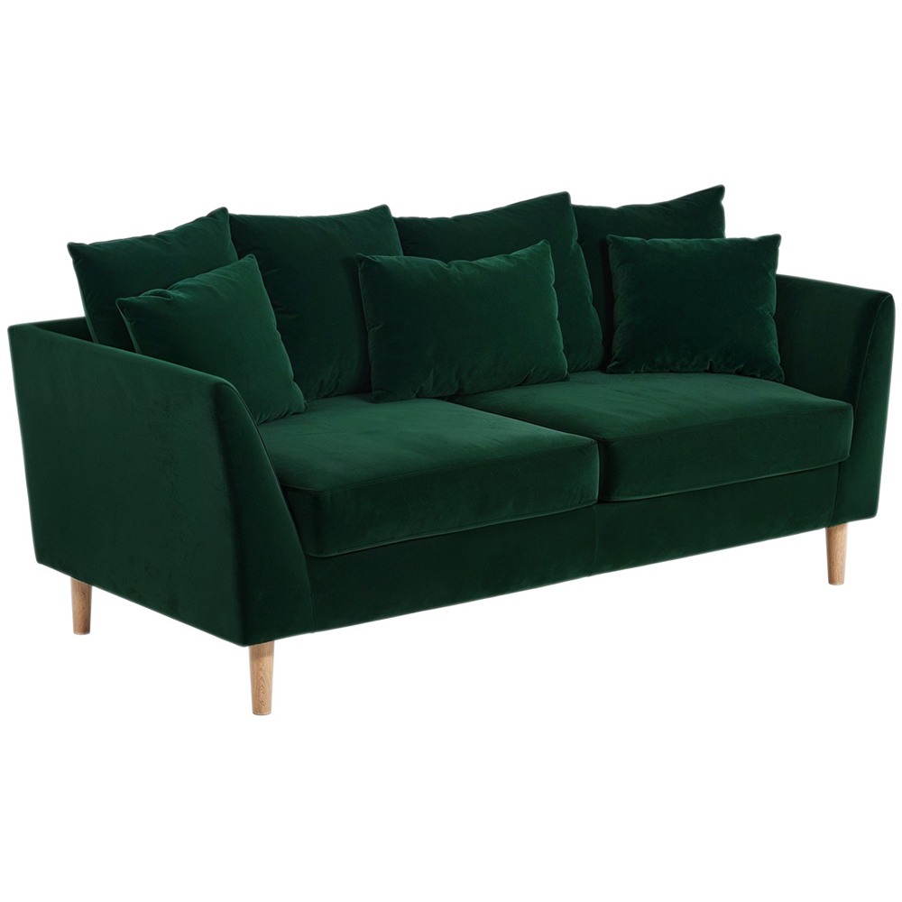 Solace+Co Avery 3 Seater Bottle Green Scatter Back Sofa Image 2