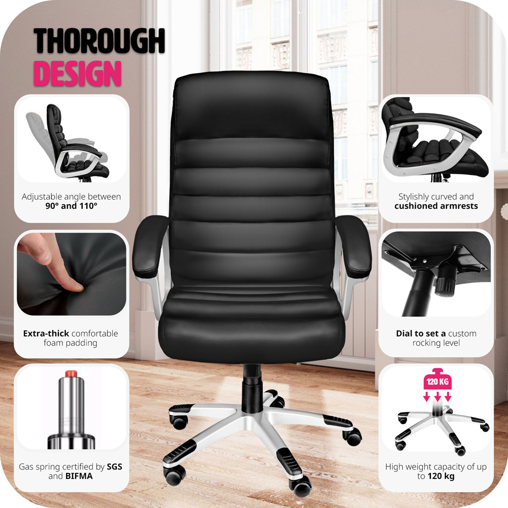 tectake Paul Black Height Adjustable Padded Office Chair Image 7