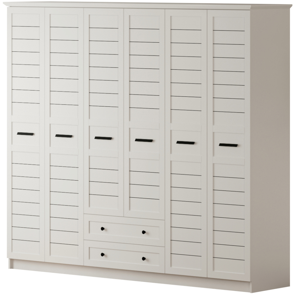 Evu VENICE XL 6 Door 2 Drawer Soft White Wardrobe Image 2