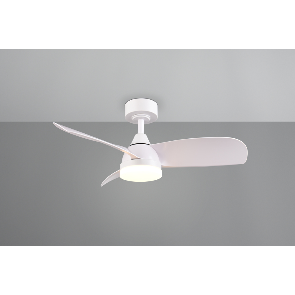 TRIO Helsinki Matt White Ceiling Fan with Integrated LED Light Image 2
