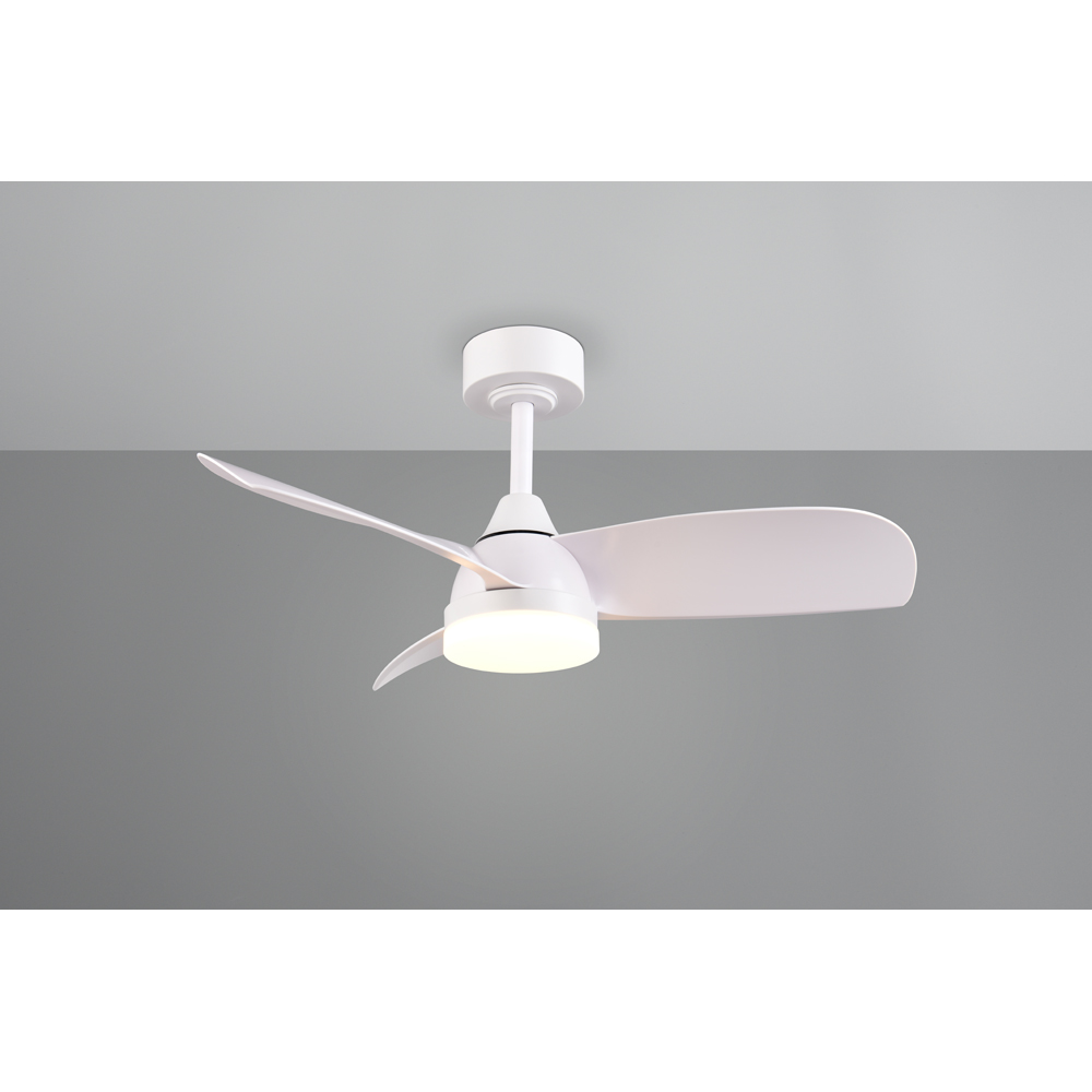 TRIO Helsinki Matt White Ceiling Fan with Integrated LED Light Image 3