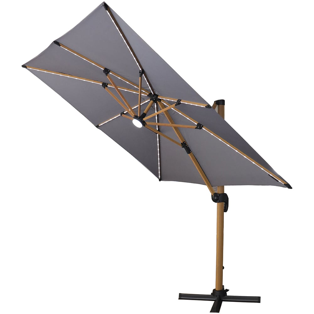 Grey LED Light Roma Umbrella Parasol 2.5m Image 3