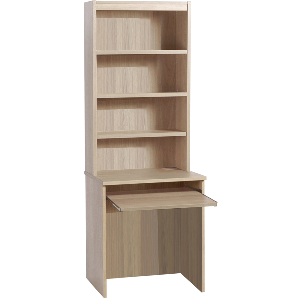 R White Cabinets 4 Shelf Small Laptop Desk with Keyboard Tray and Hutch Brown Image 2