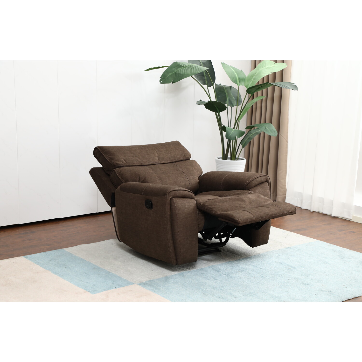 Cancun Brown Manual Recliner Chair with Footrest Image 3