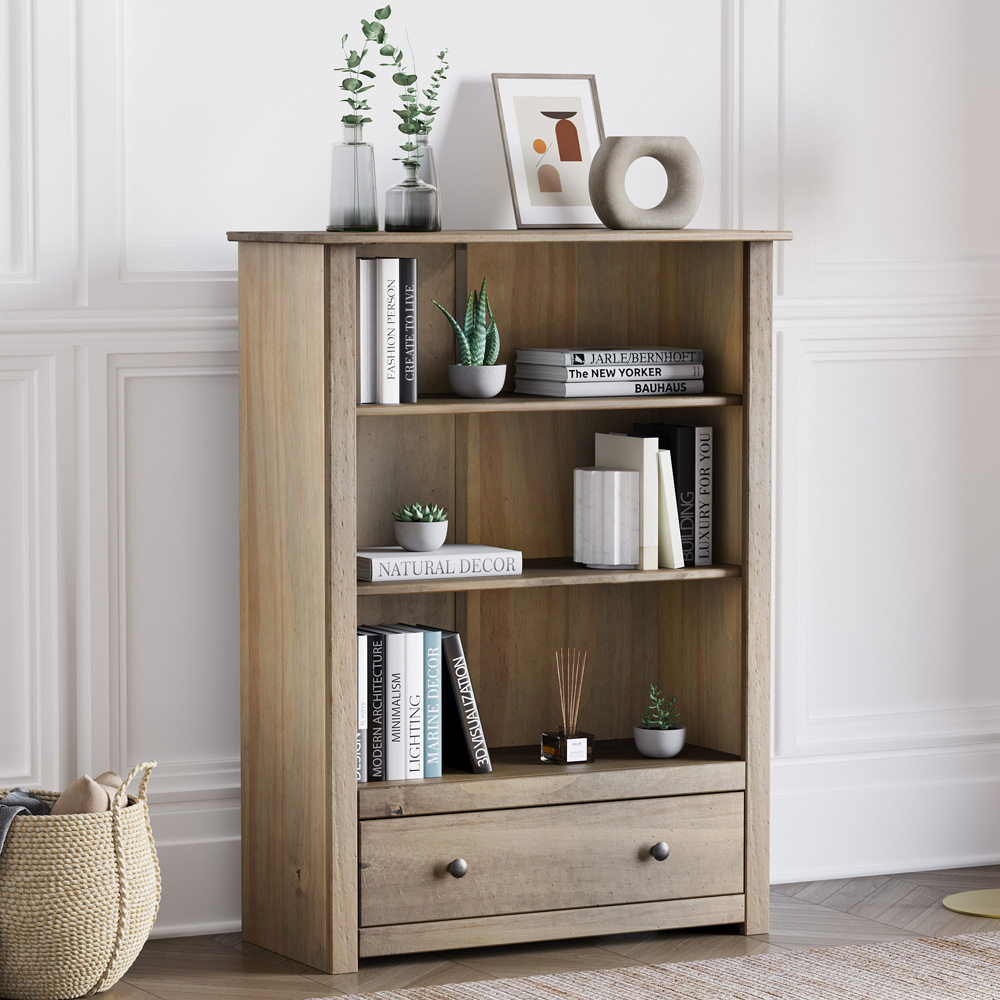 Vida Designs Panama Single Drawer 3 Shelf Bookcase Image 4