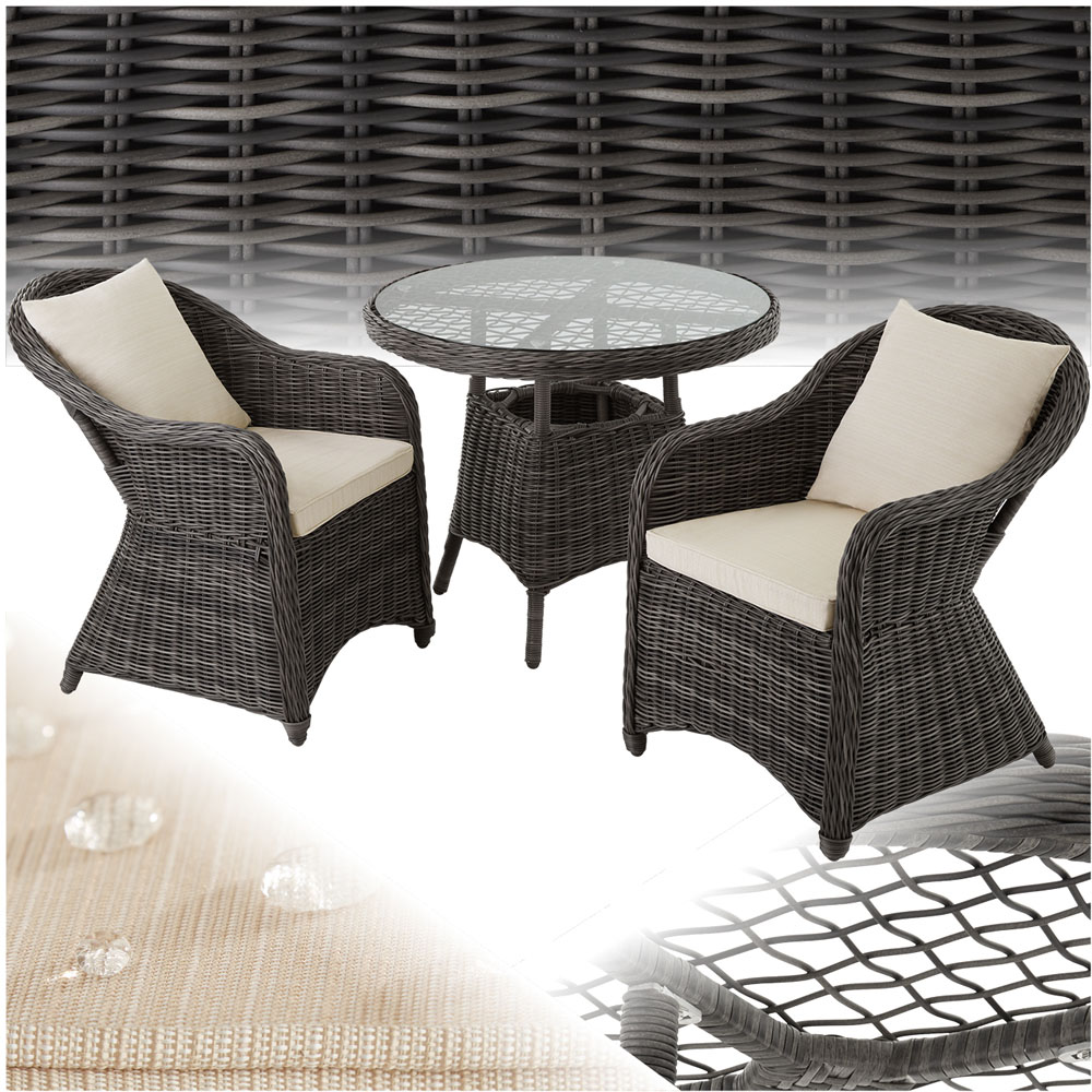 tectake Zurich 2 Seater Grey Bistro Set Image 2