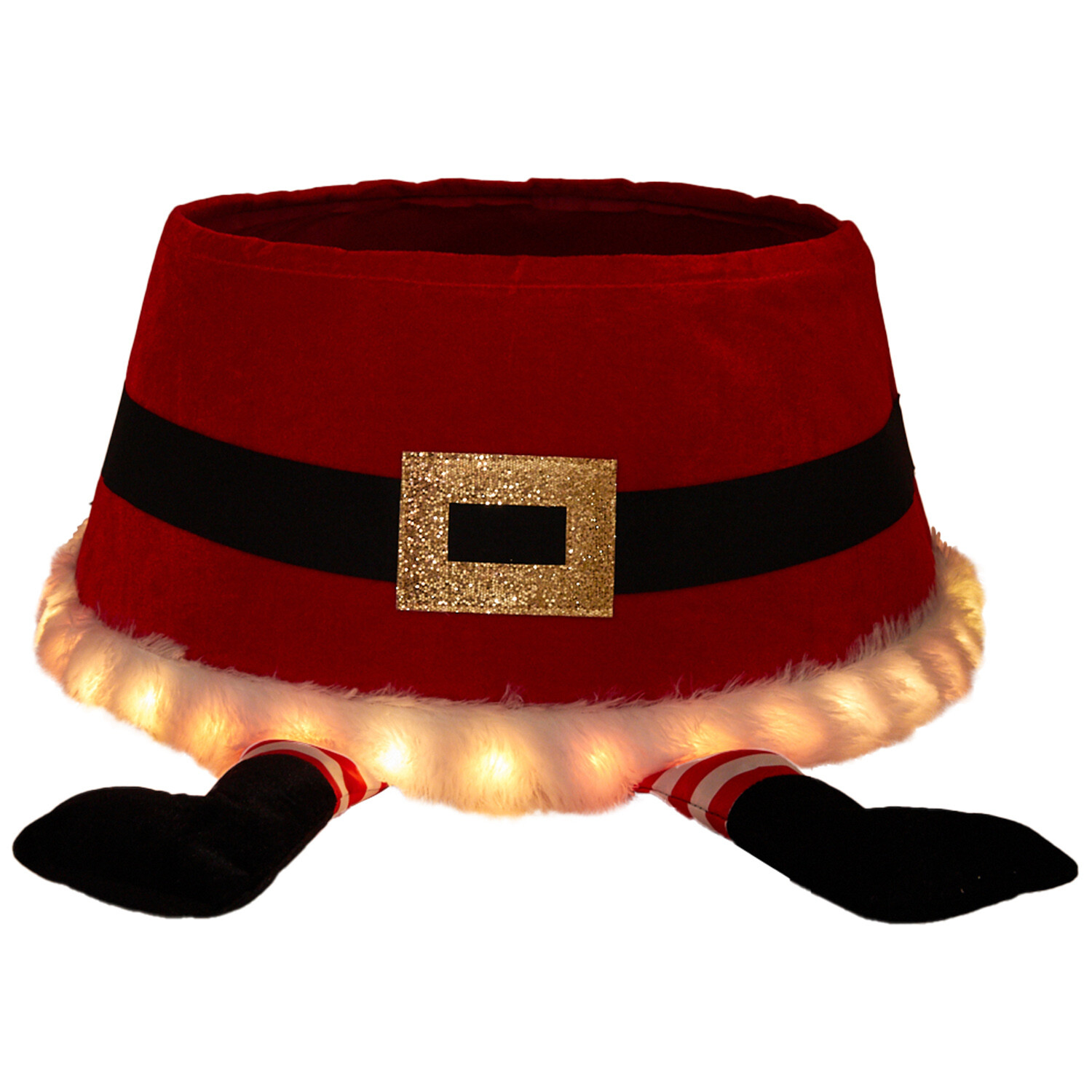 LED Santa Christmas Tree Skirt - Red Image 3