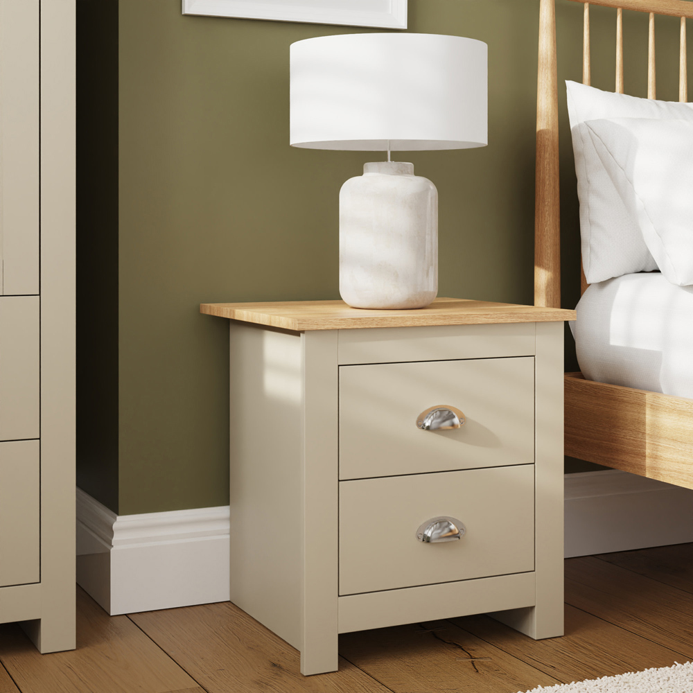 GFW Lancaster 2 Drawer Cream Bedside Table Image 6