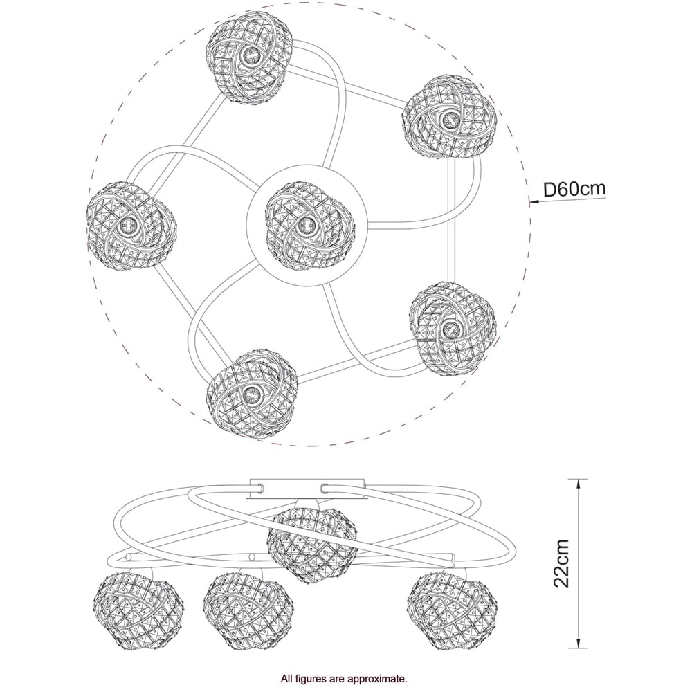Cosylyte Mirri 6 Light Glass Beaded Shade Chrome Ceiling Light Image 7