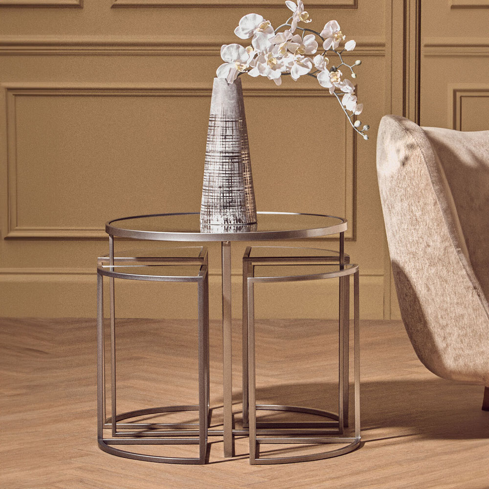 Premier Housewares Farran 5 Piece Silver Iron Table Image 4
