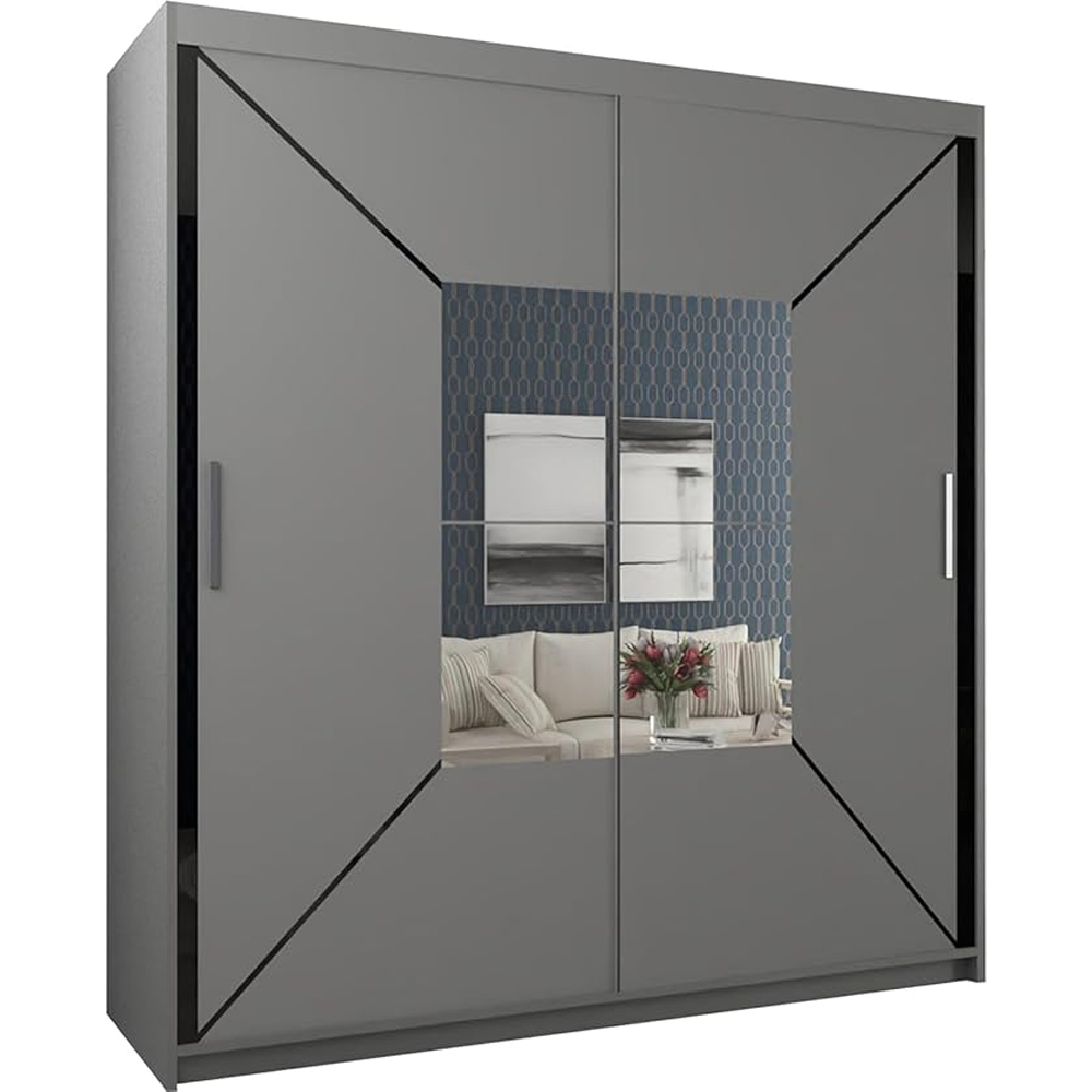 Sliding Wardrobes 4U Nicole 2 Door Grey Mirror Wardrobe Image 2