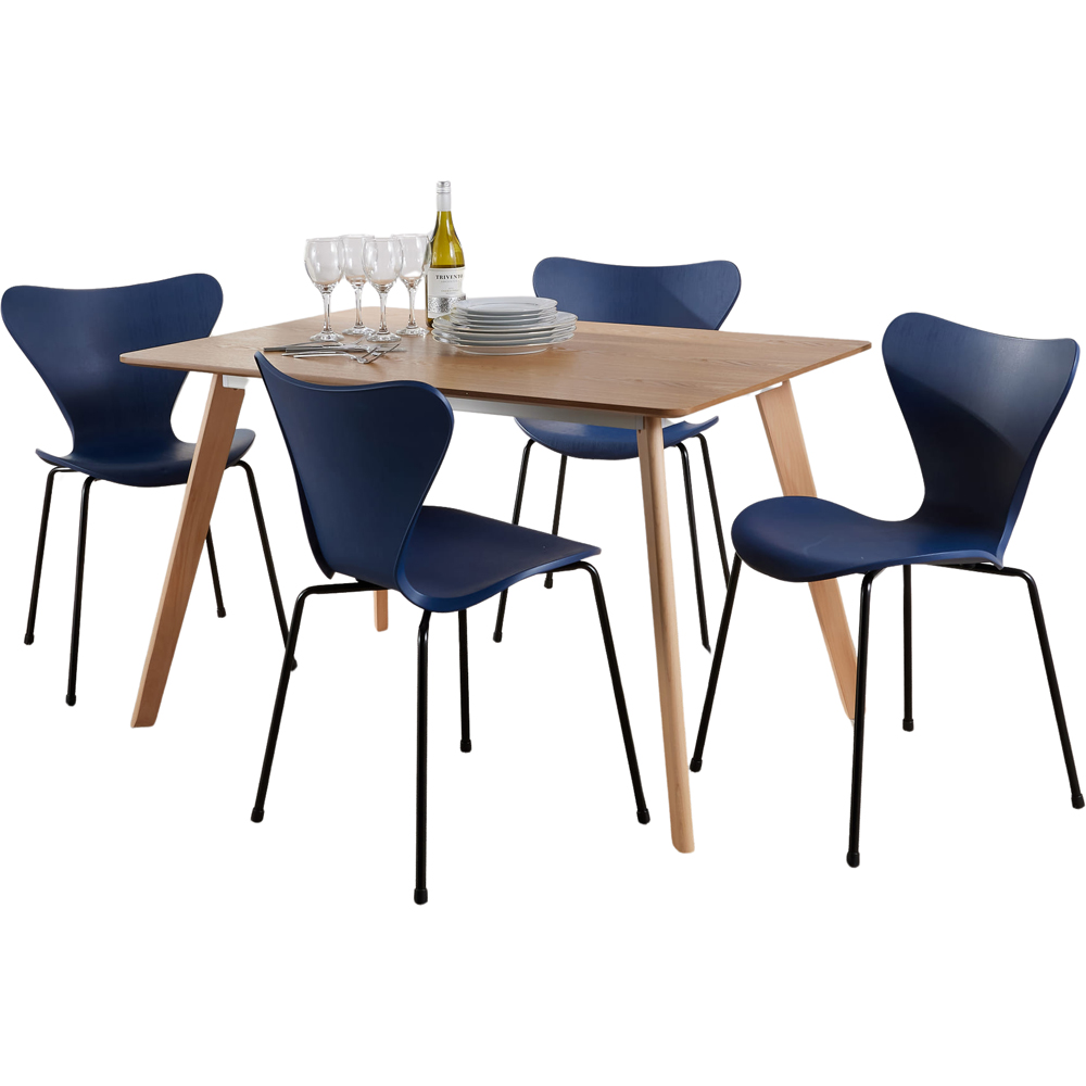 Home Source Rayna Penny 4 Seater Dining Set Blue Image 2