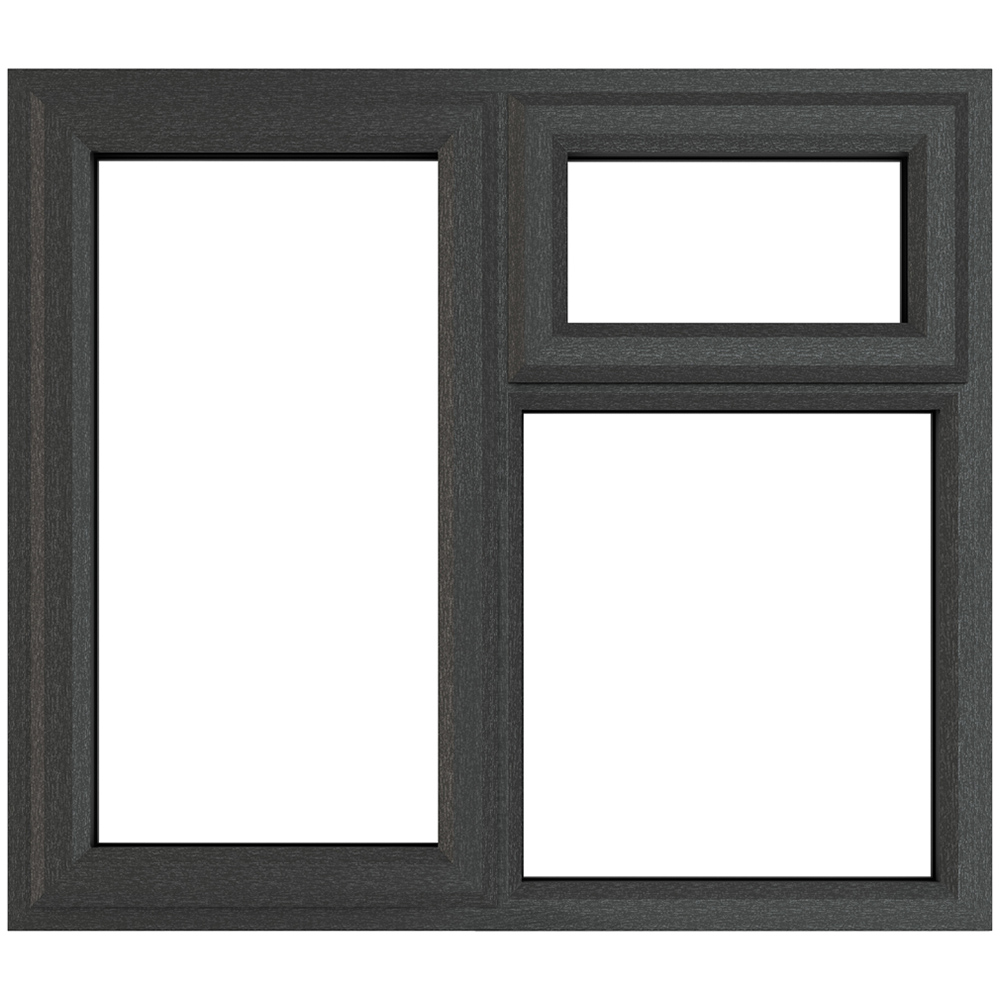 Crystal uPVC Double Glazed Window LH Side Hung and Top Opener Grey White Clear Glass 1190x965mm Image 1