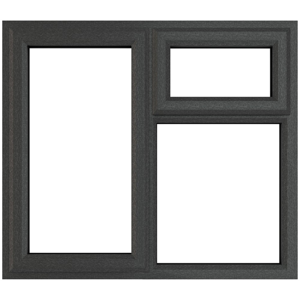 Crystal uPVC Double Glazed Window LH Side Hung and Top Opener Grey White Clear Glass 1190x1115mm Image 1