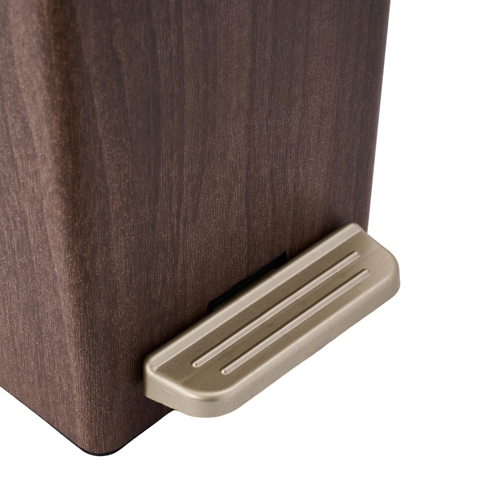 Living and Home Wood Grain Rubbish Bin with Foot Pedal Lid 12L Image 6