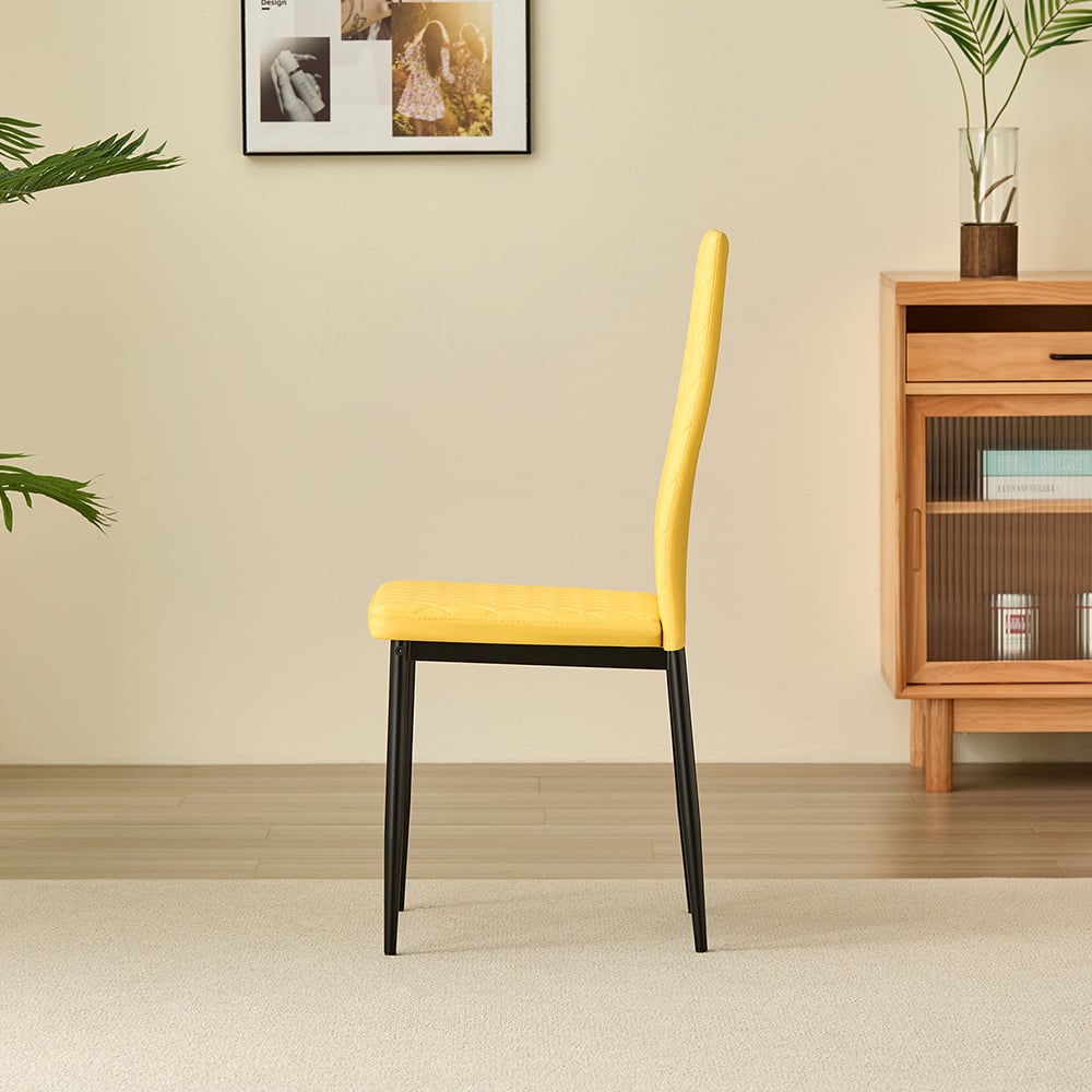Indoor Living New York Emily 4 Seater Leather Dining Set Mustard Image 7