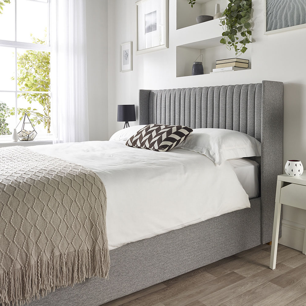 Catherine Lansfield Soho King Size Grey Twill Ottoman Wing Bed Image 5