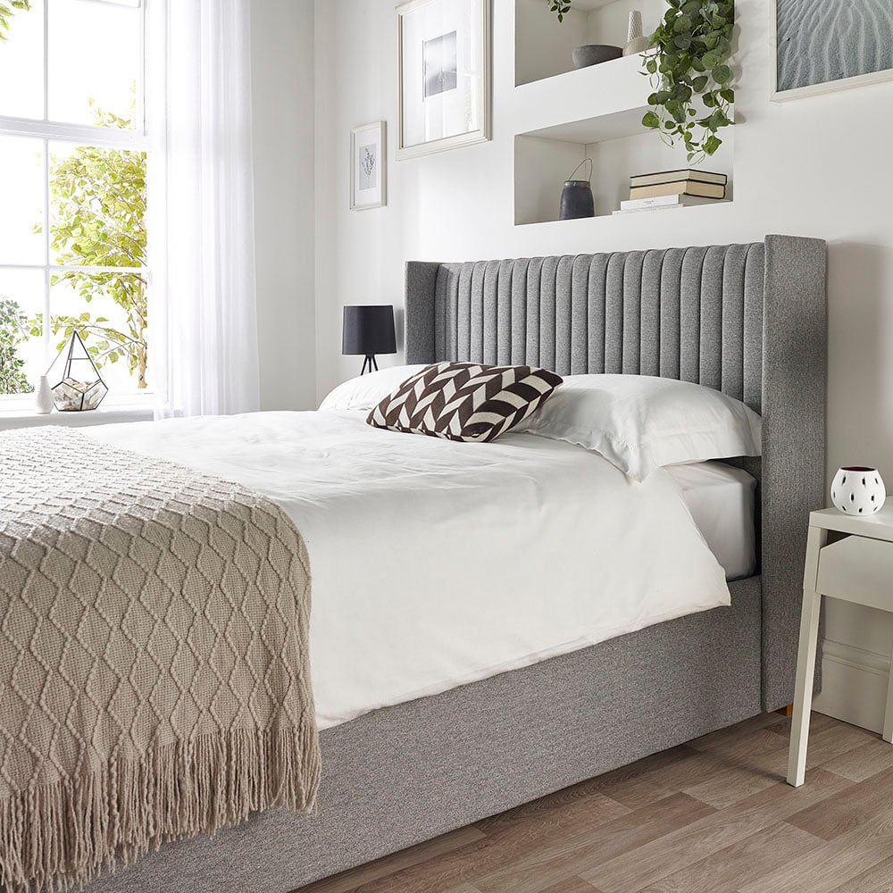 Catherine Lansfield Soho Super King Size Grey Twill Ottoman Wing Bed Image 5