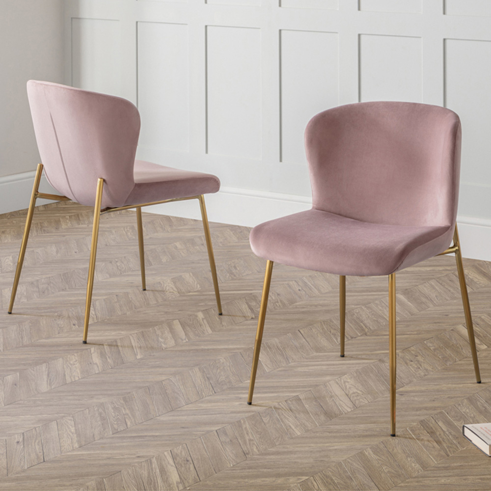 Julian Bowen Harper Set of 2 Dusky Pink Dining Chairs Image 1